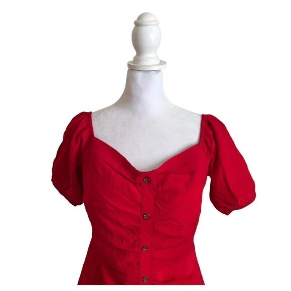 Walter Baker Odette Ruched Crepe Off Shoulder Mini Dress Designer Red NWT US 4 - Picture 9 of 13